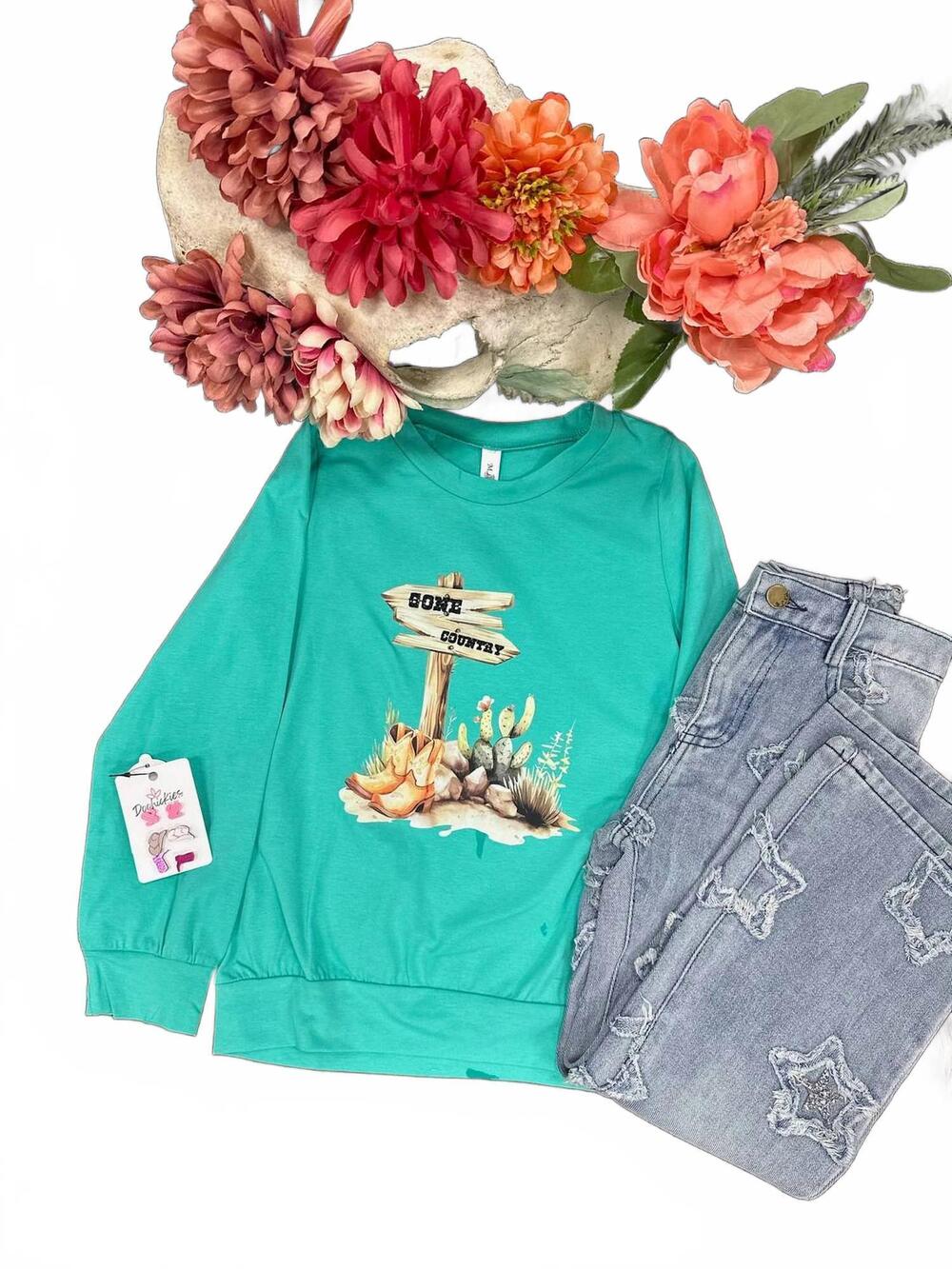 NEW ML KIDS girl's long sleeve top in teal